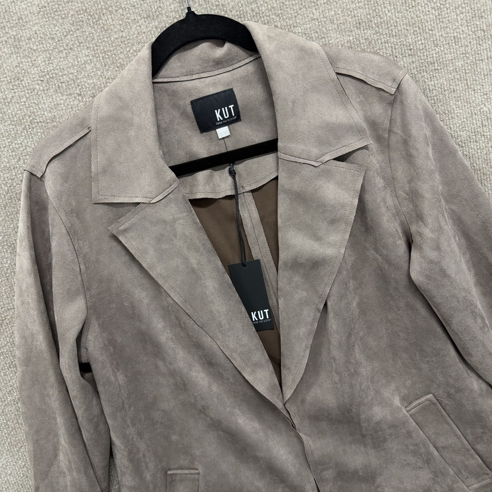 NWT KUT From The Kloth Faye Faux Suede Jacket Beige Cardigan